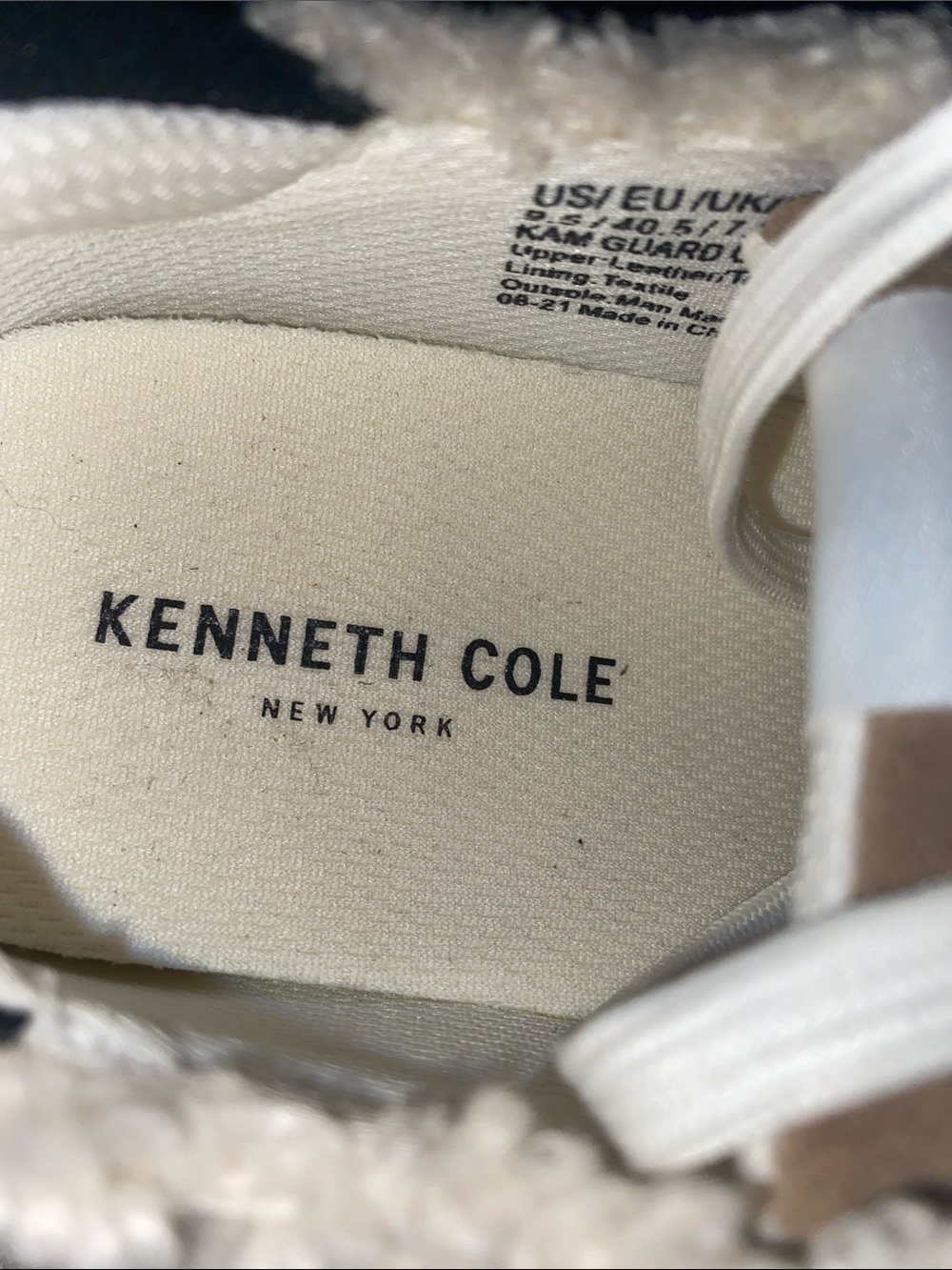 Kenneth Cole New York Taupe Suede & White Leather Shearling Sneakers - Picture 2 of 10